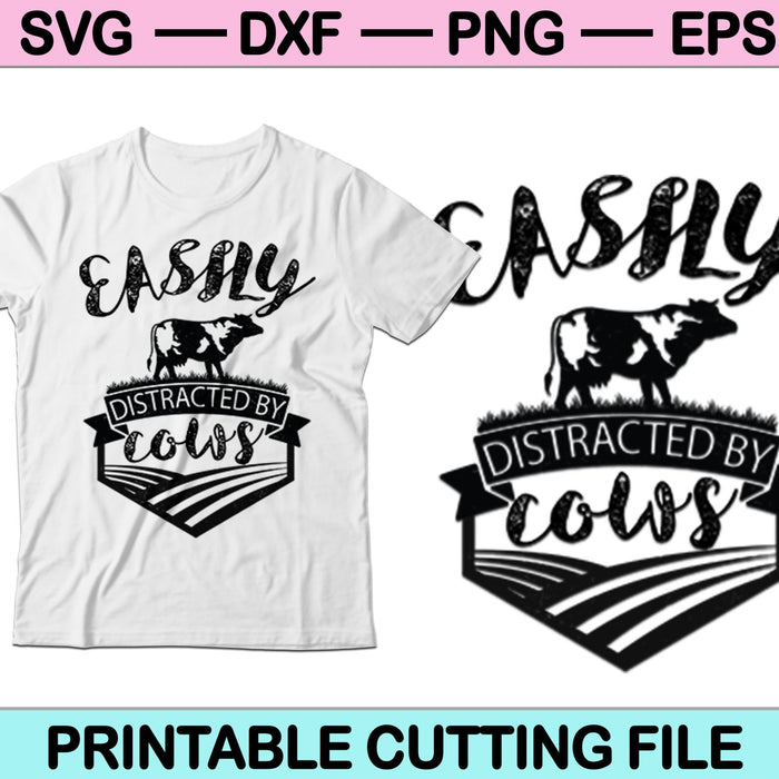 Distraído fácilmente por las vacas SVG PNG cortando archivos imprimibles Distraído fácilmente por las vacas SVG PNG cortando archivos imprimibles