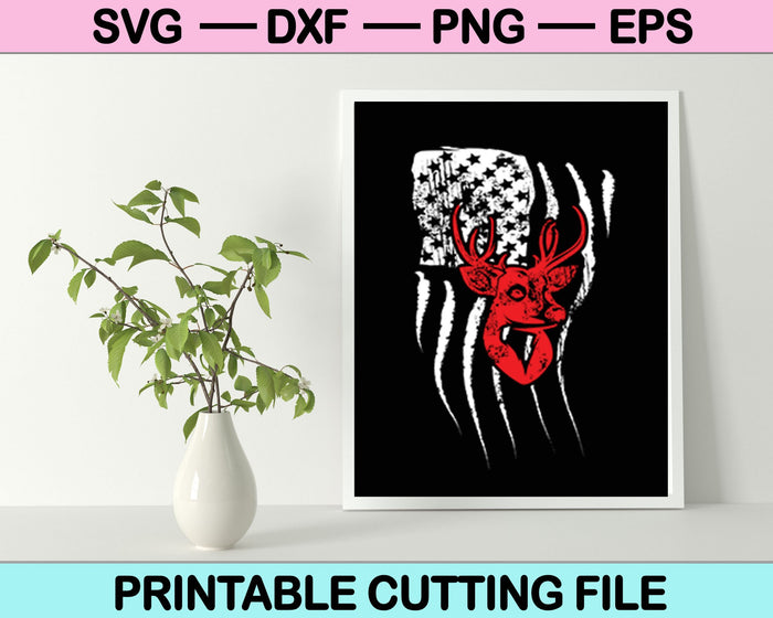 Flag And Dear Hunting SVG PNG Cutting Printable Files Flag And Dear Hunting SVG PNG Cutting Printable Files