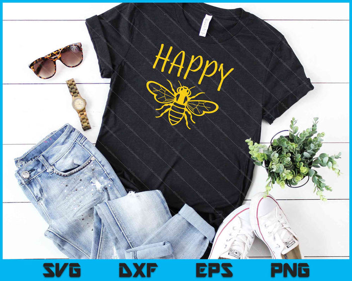 Be Happy with Bee SVG PNG Cutting Printable Files Be Happy with Bee SVG PNG Cutting Printable Files