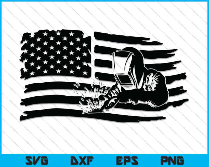 Welder American Flag SVG PNG Cutting Printable Files