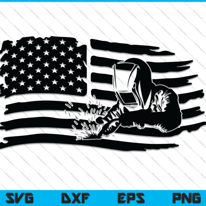 Welder American Flag SVG PNG Cutting Printable Files