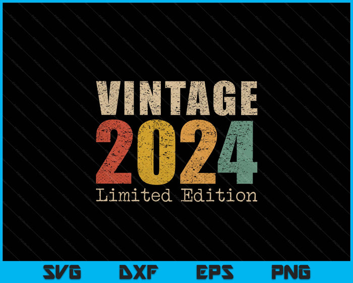 01 Year Old Gifts Vintage 2024 Limited Edition 1st Birthday SVG PNG Digital Printable Files