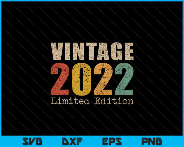 02 Year Old Gifts Vintage 2022 Limited Edition 2nd Birthday SVG PNG Digital Printable Files
