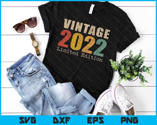 02 Year Old Gifts Vintage 2022 Limited Edition 2nd Birthday SVG PNG Digital Printable Files