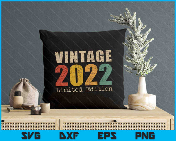 02 Year Old Gifts Vintage 2022 Limited Edition 2nd Birthday SVG PNG Digital Printable Files