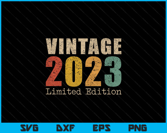 02 Year Old Gifts Vintage 2023 Limited Edition 2nd Birthday SVG PNG Digital Printable Files