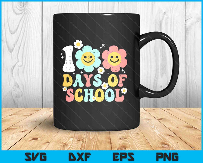 100 Days Of School Flowers Cute 100th Day Girls Kids Toddler SVG PNG Digital Printable Files