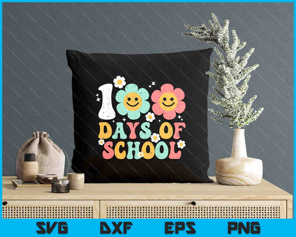 100 Days Of School Flowers Cute 100th Day Girls Kids Toddler SVG PNG Digital Printable Files