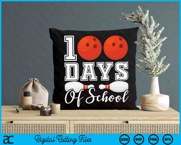 100 dagen school voor 100e dag bowlingbal student of leraar SVG PNG digitale snijbestanden