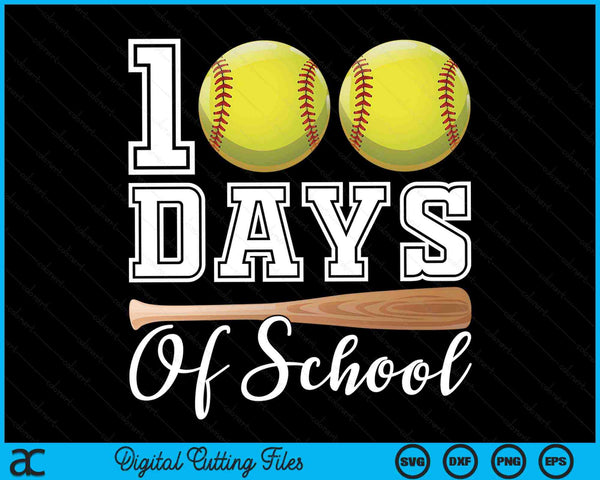 100 dagen school voor 100e dag softbal student of leraar SVG PNG digitale snijbestanden
