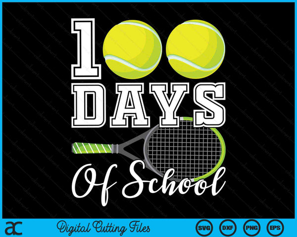 100 dagen school voor 100e dag tennisstudent of leraar SVG PNG digitale snijbestanden