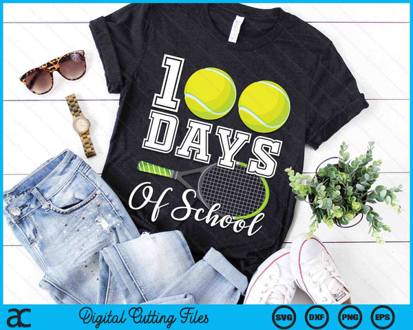 100 dagen school voor 100e dag tennisstudent of leraar SVG PNG digitale snijbestanden