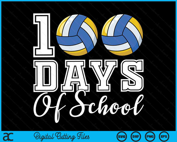100 dagen school voor 100e dag volleybal student of leraar SVG PNG digitale snijbestanden