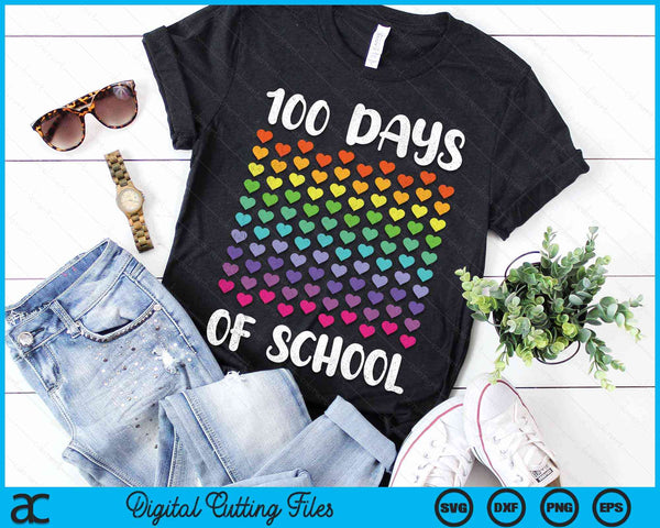 100 dagen school hart liefde leraar of student 100e dag SVG PNG digitale snijbestanden 