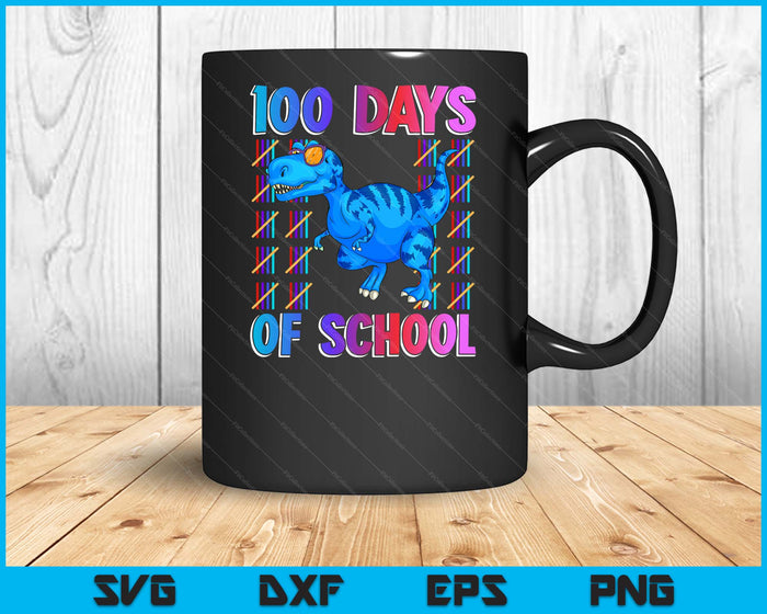 100 dagen schoolshirt T-rex 100 dagen slimmer 100e dag SVG PNG digitale snijbestanden