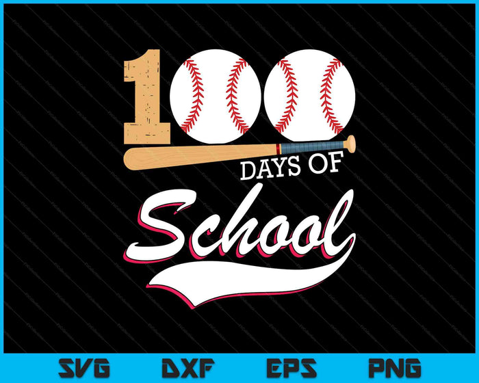 100 Days Of School Sports Game Baseball Player Student SVG PNG Digital Cutting Files