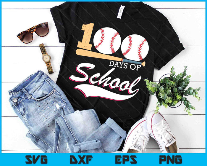 100 Days Of School Sports Game Baseball Player Student SVG PNG Digital Cutting Files