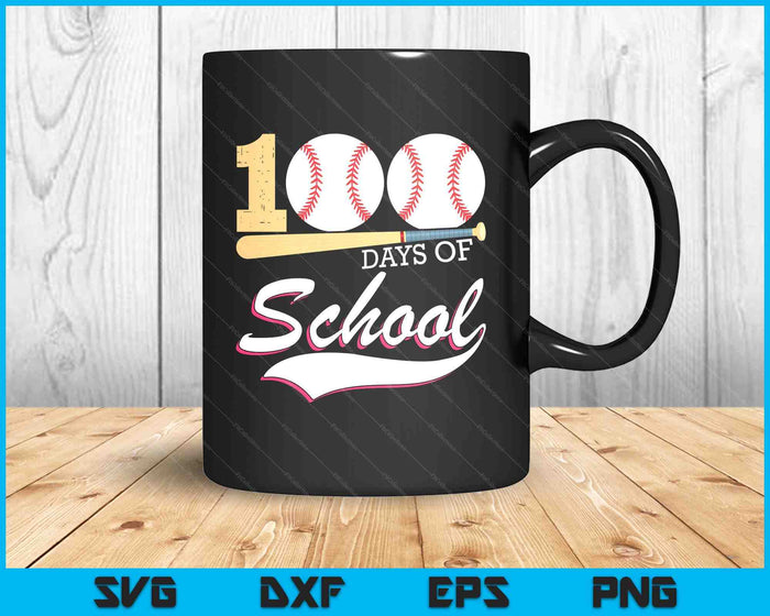 100 Days Of School Sports Game Baseball Player Student SVG PNG Digital Cutting Files