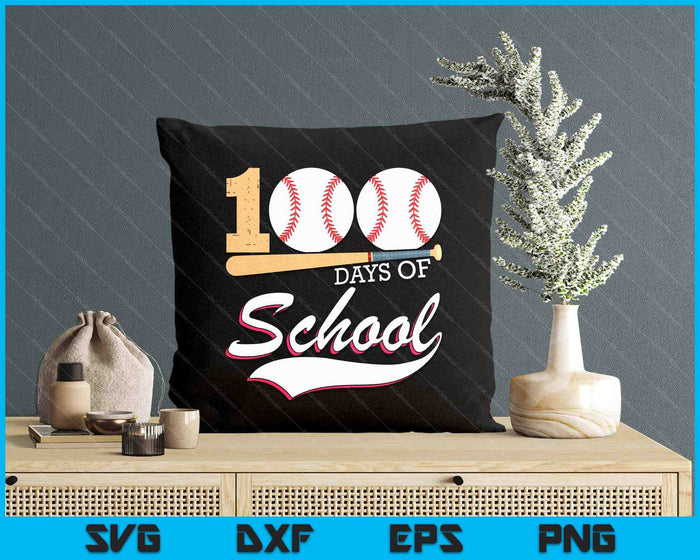 100 Days Of School Sports Game Baseball Player Student SVG PNG Digital Cutting Files