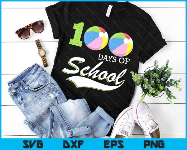 100 Days Of School Sports Game Beach Ball Player SVG PNG Digital Cutting Files