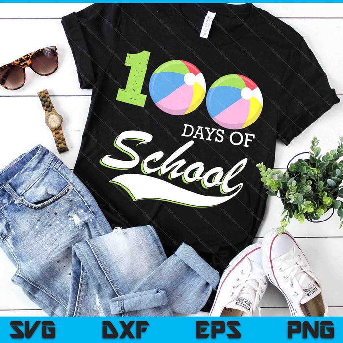 100 Days Of School Sports Game Beach Ball Player SVG PNG Digital Cutting Files