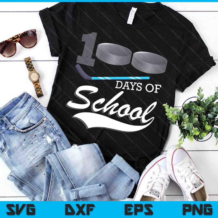 100 Days Of School Sports Game Ice Hockey Player SVG PNG Digital Cutting Files