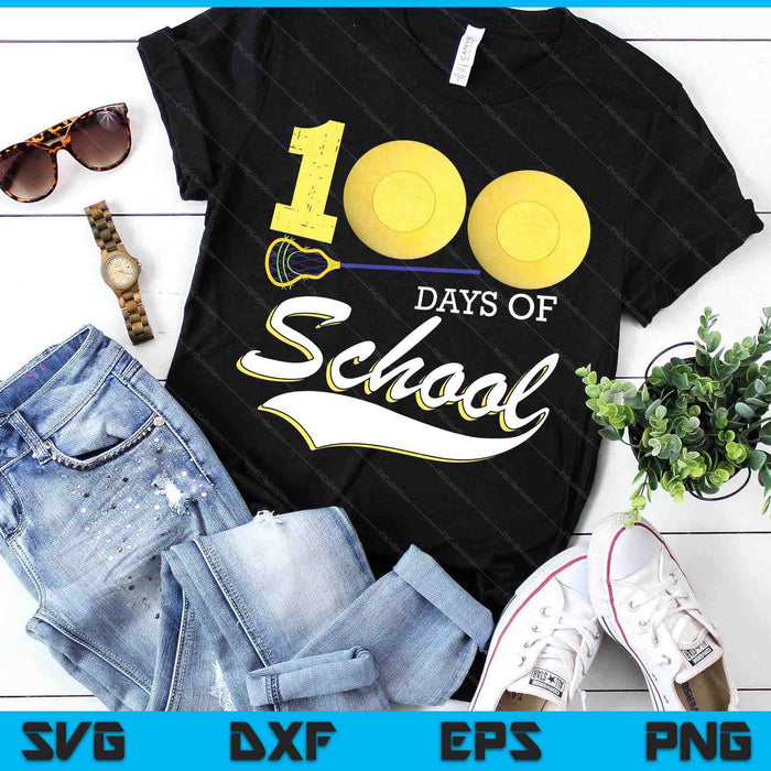 100 Days Of School Sports Game Lacrosse Player SVG PNG Digital Cutting Files