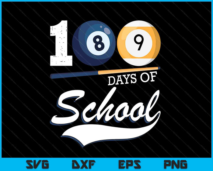 100 Days Of School Sports Game Pool Ball Player SVG PNG Digital Cutting Files