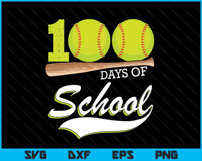 100 Days Of School Sports Game Softball Player SVG PNG Digital Cutting Files