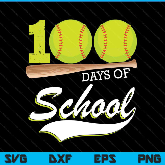 100 days of school sports game softball player SVG cut file