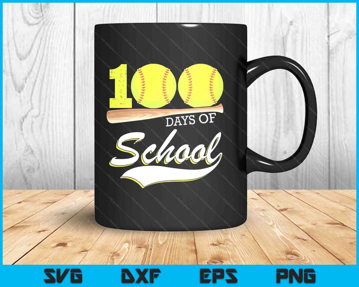 100 Days Of School Sports Game Softball Player SVG PNG Digital Cutting Files