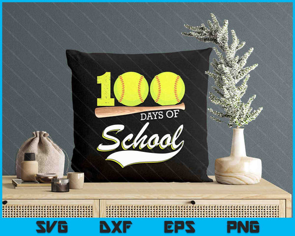 100 Days Of School Sports Game Softball Player SVG PNG Digital Cutting Files