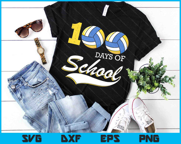 100 Days Of School Sports Game Volleyball Player SVG PNG Digital Cutting Files