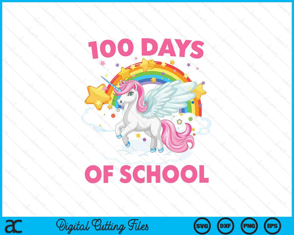 100 days of school unicorn girls teacher 100th day SVG cut file