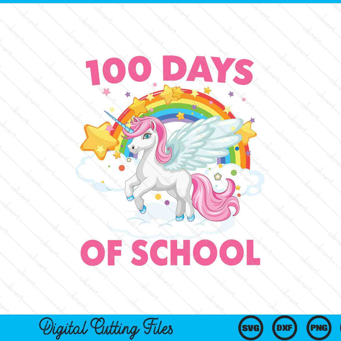100 days of school unicorn girls teacher 100th day SVG cut file