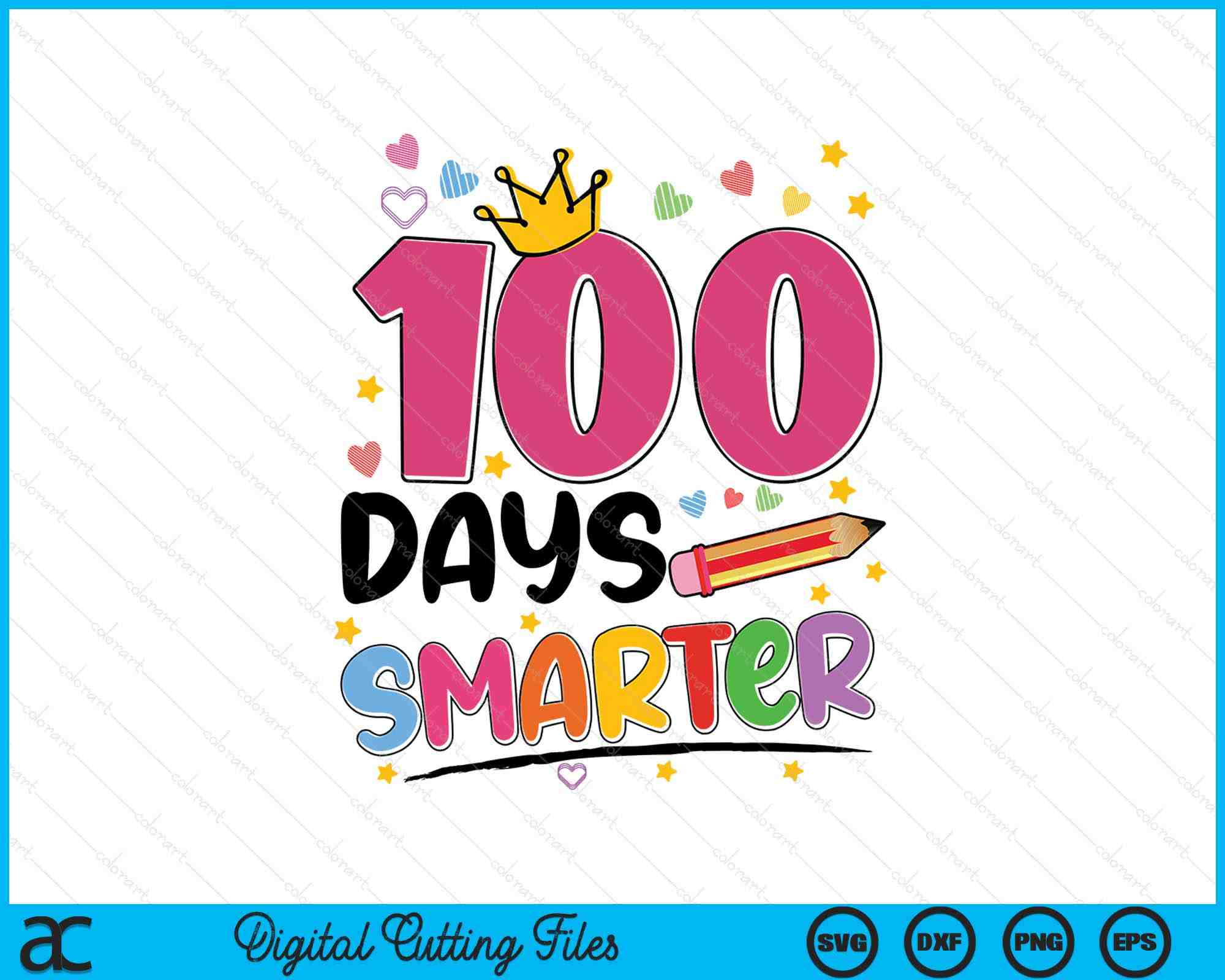 100 Days Smarter 100th Day Of School SVG PNG Digital Printable Files – creativeusarts 100-days-smarter-100th-day-of-school-svg-png-digital-printable-files-creativeusarts