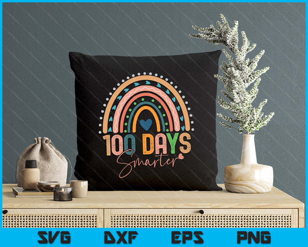 100 Days Smarter Happy 100th Day School Rainbow Women's Girls SVG PNG Digital Printable Files