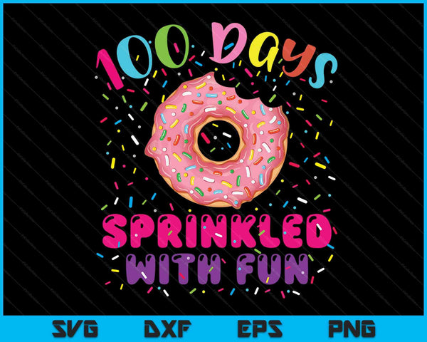 100 dagen besprenkeld met leuke donuts Happy 100e schooldag SVG PNG digitale snijbestanden