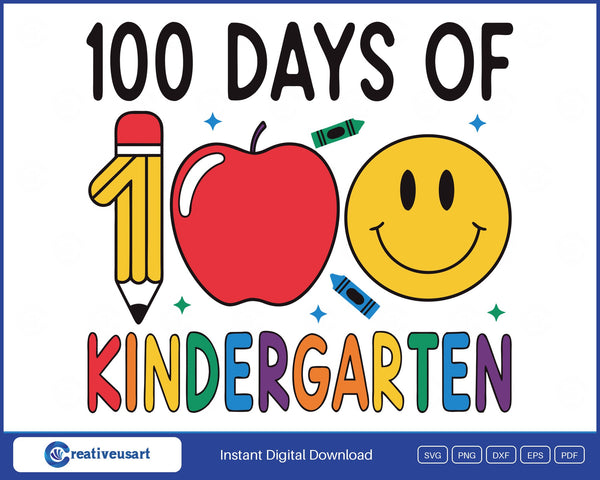 100 Days Of Kindergarten SVG design