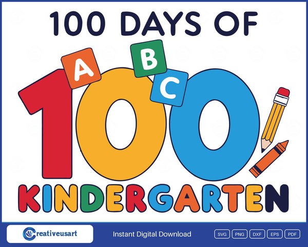 100 Days Of Kindergarten Blocks SVG design