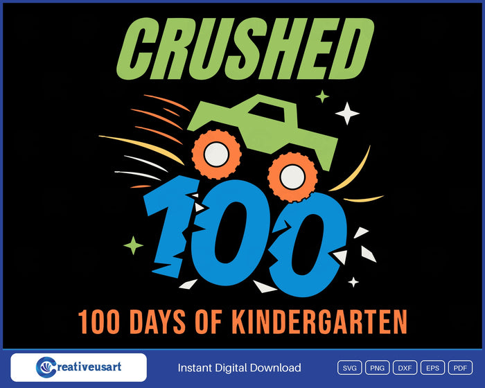 100 Days Of Kindergarten Truck SVG design