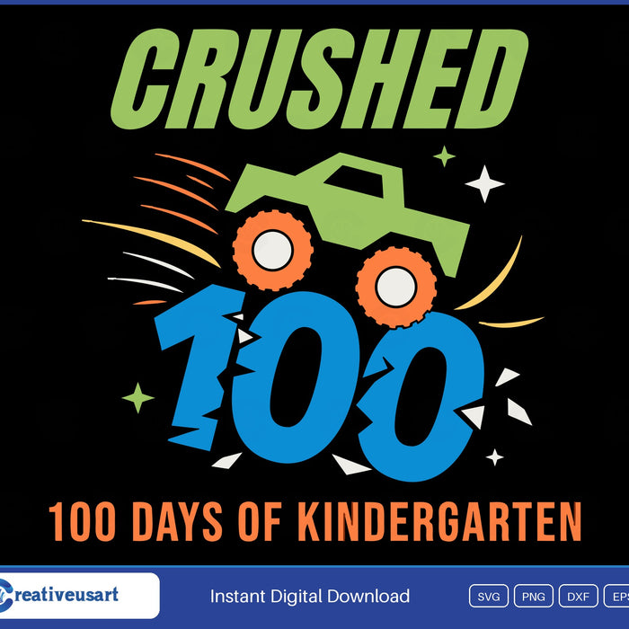 100 Days Of Kindergarten Truck SVG design