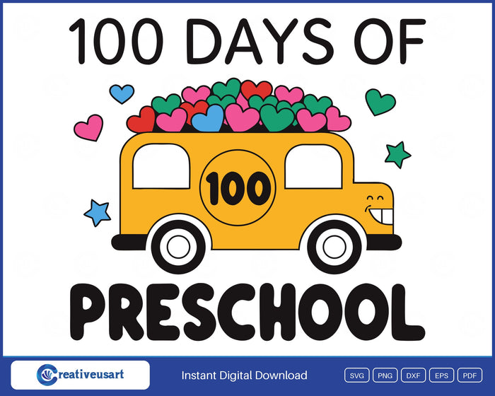 100 Days Of Preschool SVG design