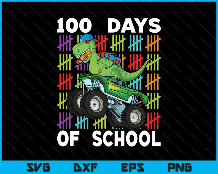 100th Day Of School 100 Days School Truck Dinosaur SVG PNG Digital Printable Files