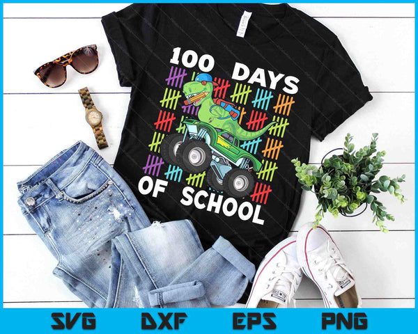 100th Day Of School 100 Days School Truck Dinosaur SVG PNG Digital Printable Files