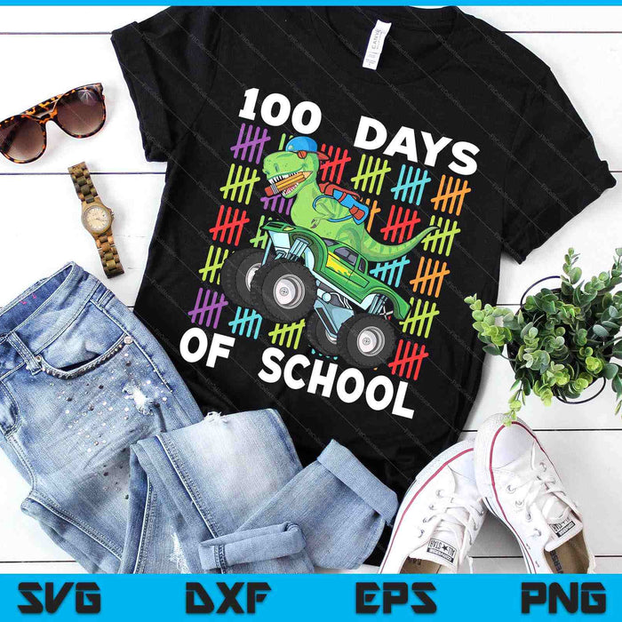 100th Day Of School 100 Days School Truck Dinosaur SVG PNG Digital Printable Files