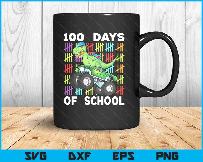 100th Day Of School 100 Days School Truck Dinosaur SVG PNG Digital Printable Files