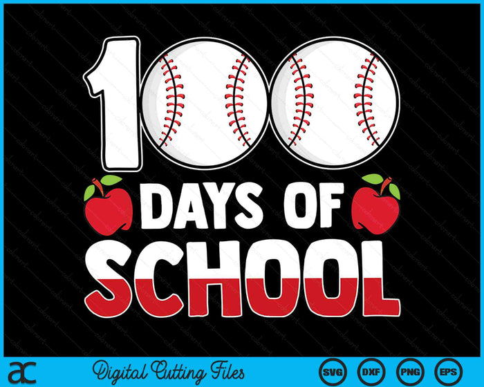 100e schooldag jongens meisjes kinderen honkbal 100 dagen school SVG PNG digitale snijbestanden