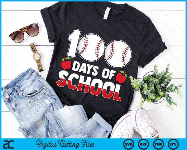 100th Day Of School Boys Girls Kids Baseball 100 Days Of School SVG PNG Digital Cutting Files