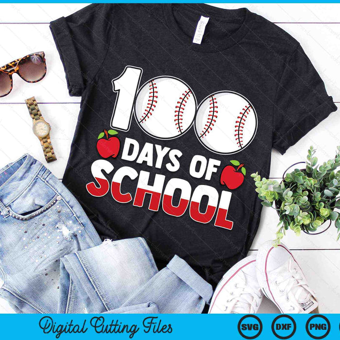 100th Day Of School Boys Girls Kids Baseball 100 Days Of School SVG PNG Digital Cutting Files